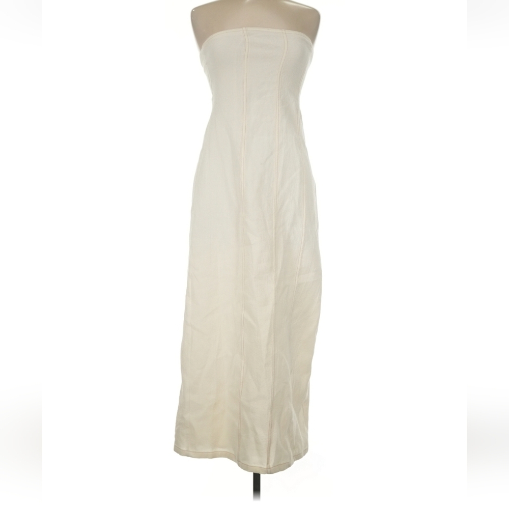 Zara Elegant Cream Midi Tube Dress